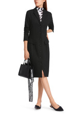 MARC CAIN Black Polo Dress With Pleated Skirt