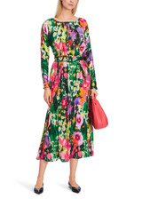 MARC CAIN Deep Moss Floral Midi Dress