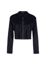 MARC CAIN Midnight Blue Wool And Cashmere Blouson Jacket MARC CAIN Midnight Blue Wool And Cashmere Blouson Jacket