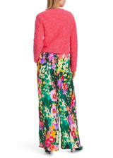 MARC CAIN Neon Soft Coral Knitted In Germany Boucle Cardigan