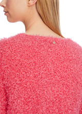 MARC CAIN Neon Soft Coral Knitted In Germany Boucle Cardigan