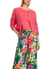 MARC CAIN Neon Soft Coral Knitted In Germany Boucle Cardigan
