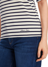 MARC CAIN Bright Ecru Striped T-Shirt