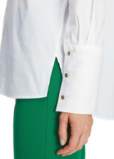 MARC CAIN White Blouse With Wide Cuff Sleeve