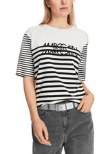 MARC CAIN White And Black Wide Striped T-Shirt