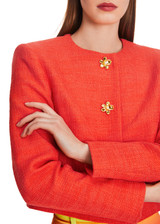 MARC CAIN Bright Tomato Short Jacket With Decorative Buttons