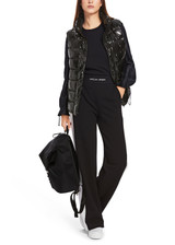MARC CAIN Black Shiny Quilted Vest With Stand-Up Collar