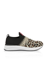 MARC CAIN Bright Toffee Knitted Sneakers With Leo Print