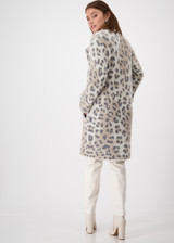 MONARI Sandshell Pattern Fleecy Coat With Leopard Pattern