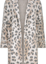 MONARI Sandshell Pattern Fleecy Coat With Leopard Pattern