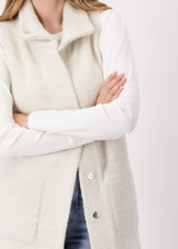 MONARI Sandshell Sleeveless Cardigan With Lurex