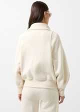 BOGNER sweatshirt jacket with a ribbed half-zip collar, balloon-style sleeves, and logo pendants, available at redpearl.com.au.
