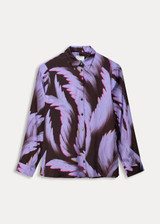 POM Blouse - Mila Satin Feathers Brown POM Blouse - Mila Satin Feathers Brown