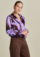 POM Blouse - Mila Satin Feathers Brown POM Blouse - Mila Satin Feathers Brown
