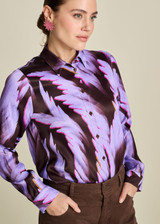 POM Blouse - Mila Satin Feathers Brown POM Blouse - Mila Satin Feathers Brown