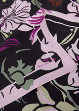 MARC CAIN Black Silk Scarf In Flower Print