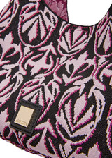 MARC CAIN Bright Rose Tan Handle Bag In Jacquard Knit