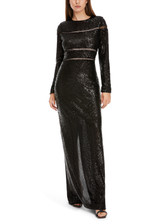 MARC CAIN Black Long Sequin Dress