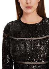 MARC CAIN Black Long Sequin Dress