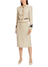 MARC CAIN Shiny Sand Blazer With Fine Embroidery