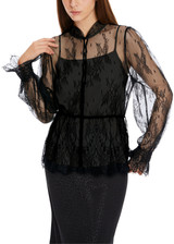 MARC CAIN Black Blouse Made From Voile Lace