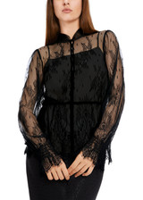 MARC CAIN Black Blouse Made From Voile Lace