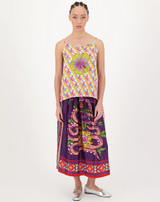 ME369 Vanessa Printed Dragon Midi Skirt in Snake Charmer Print with Snakeskin Pattern.