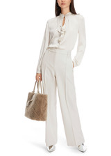 Marc Cain Smoke Weida High Waist Wide Trousers, Fifties-Inspired Fabric, Wide Leg, High Waist, Pleated Front, Four Pockets.