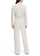 Marc Cain Smoke Weida High Waist Wide Trousers, Fifties-Inspired Fabric, Wide Leg, High Waist, Pleated Front, Four Pockets.