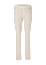 Marc Cain Smoke Siena Velvet Slip-On Trousers, Slim Fit, Elastic Waistband, Five-Pocket Design, Tapered Leg.