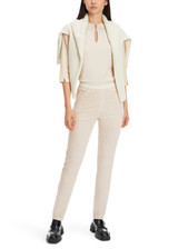 Marc Cain Smoke Siena Velvet Slip-On Trousers, Slim Fit, Elastic Waistband, Five-Pocket Design, Tapered Leg.