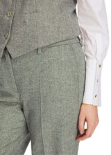 Marc Cain Frozen Sage FORDON Herringbone Trousers with Wool Blend and Turn-Up Hem.