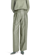 Marc Cain Frozen Sage Wichita Herringbone Look Trousers with Glitter Effect and Extra Long Leg.
