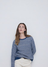 YERSE Unfm Blue Striped Knit Pullover