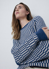 YERSE Unfm Blue Striped Knit Pullover