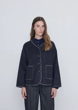 YERSE Navy Wool Trimmed Button Coat