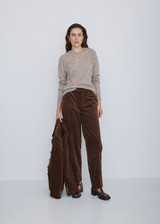 YERSE Chocolate Wide-Leg Corduroy Pants