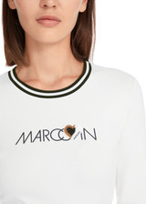 MARC CAIN SPORTS Off-White Long-Sleeve In Cotton Rib | YS 48.15 J11 MARC CAIN SPORTS Off-White Long-Sleeve In Cotton Rib | YS 48.15 J11