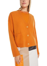 MARC CAIN COLLECTIONS Bright Pumpkin Casual Cashmere Cardigan | YC 39.03 M68