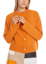 MARC CAIN COLLECTIONS Bright Pumpkin Casual Cashmere Cardigan | YC 39.03 M68