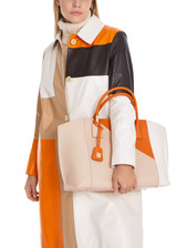 MARC CAIN COLLECTIONS Bright Pumpkin Rethink Together Satchel Bag With Patch | YC TJ.01 L15