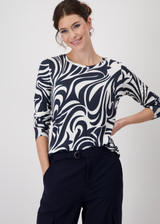 MONARI Deep Ocean Pattern Shirt With Ornament Pattern | 409089