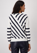 MONARI Off-White Knitted Jumper With Mix Of Stripes | 409329 MONARI Off-White Knitted Jumper With Mix Of Stripes | 409329