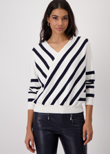 MONARI Off-White Knitted Jumper With Mix Of Stripes | 409329 MONARI Off-White Knitted Jumper With Mix Of Stripes | 409329