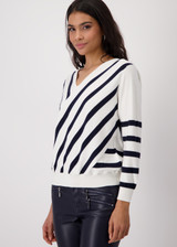 MONARI Off-White Knitted Jumper With Mix Of Stripes | 409329 MONARI Off-White Knitted Jumper With Mix Of Stripes | 409329