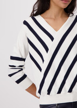 MONARI Off-White Knitted Jumper With Mix Of Stripes | 409329 MONARI Off-White Knitted Jumper With Mix Of Stripes | 409329
