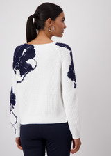 MONARI Off-White Knitted Jumper With Floral Print | 409475