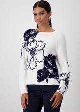 MONARI Off-White Knitted Jumper With Floral Print | 409475 MONARI Off-White Knitted Jumper With Floral Print | 409475