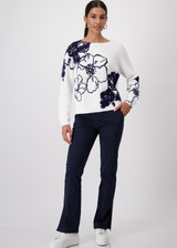 MONARI Off-White Knitted Jumper With Floral Print | 409475