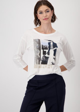 MONARI Off-White Shirt With Woman Print | 409346 MONARI Off-White Shirt With Woman Print | 409346